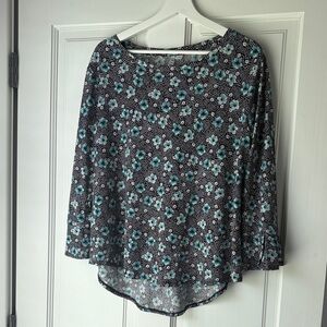 Elle Floral Print Blouse - Black and Blue large